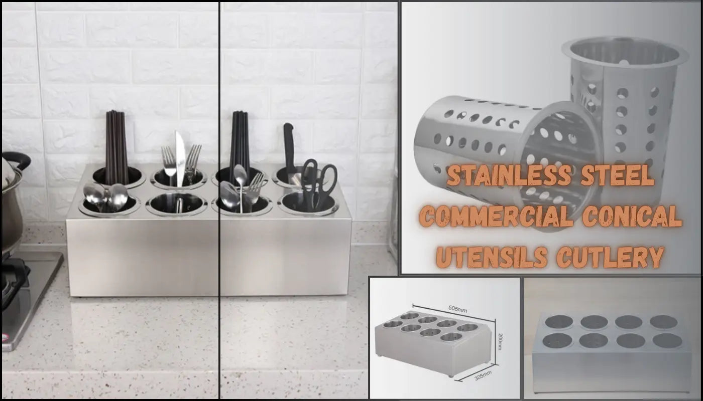Stainless Steel Commercial Conical Utensils Cutlery Holder