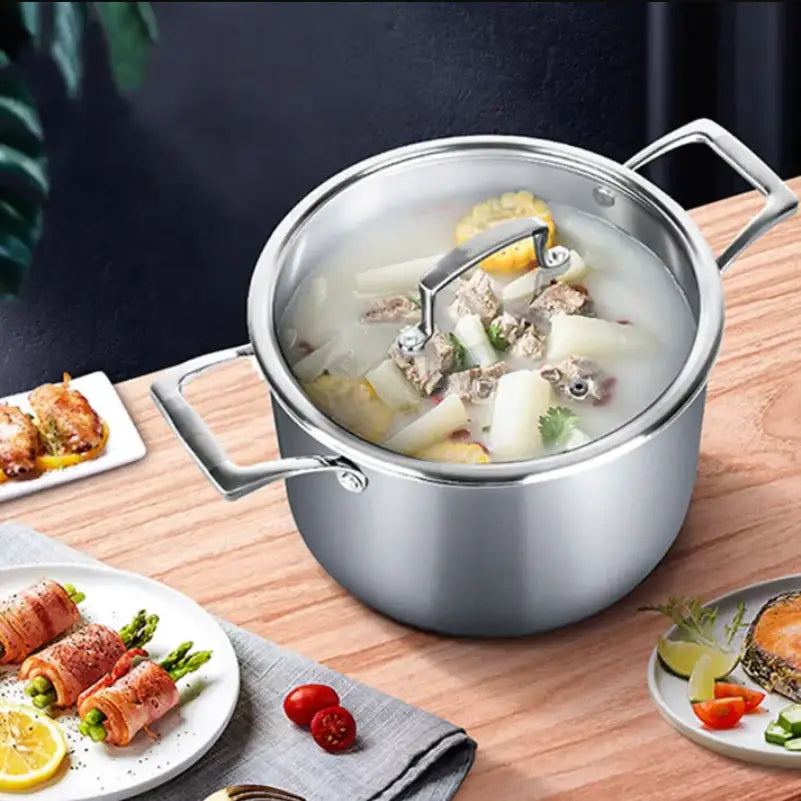 Stainless Steel Soup Pot 2X 26cm Stock Cooking Stockpot