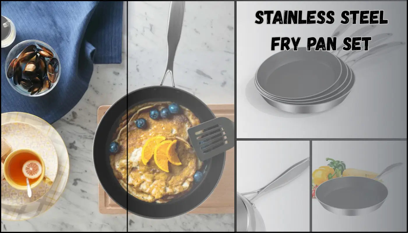 Stainless Steel Fry Pan Set Premium 6X Induction Non-Stick