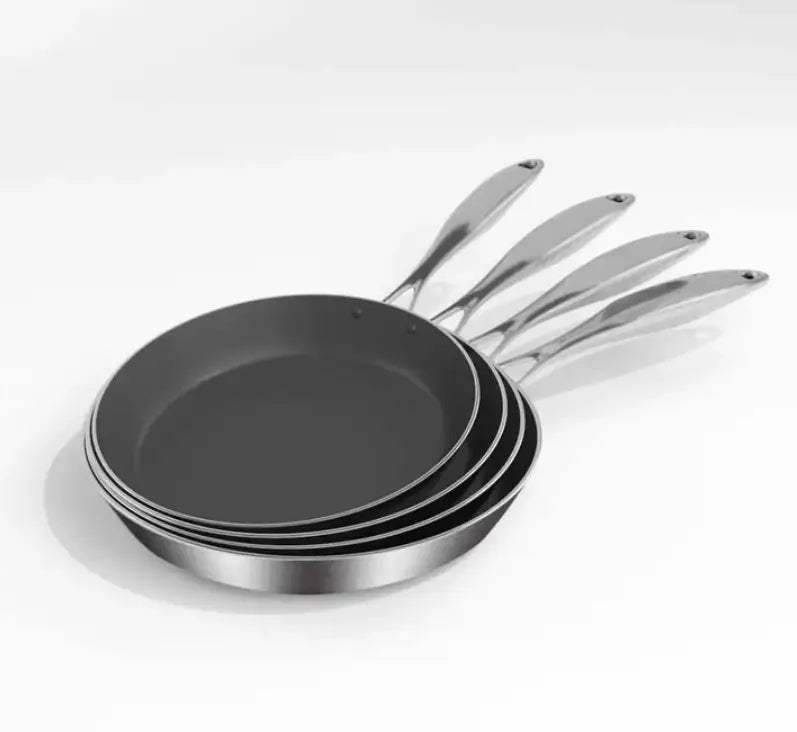 Stainless Steel Fry Pan Set Premium 6X Induction Non-Stick