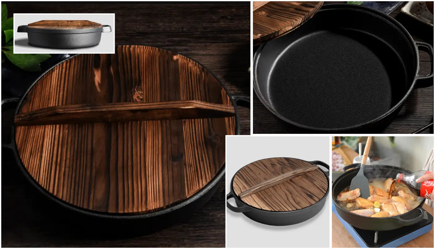 Cast Iron Deep Baking Pizza Pan Premium 35cm Round