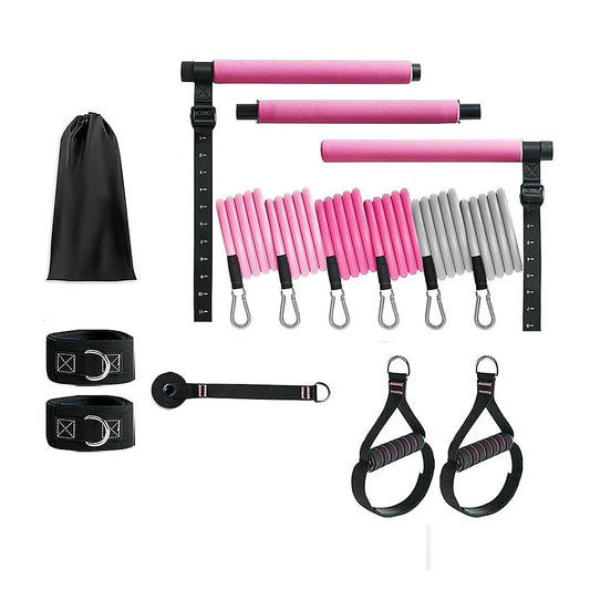 14pc Pilates Bar Kit with Resistance Bands & Belt –
