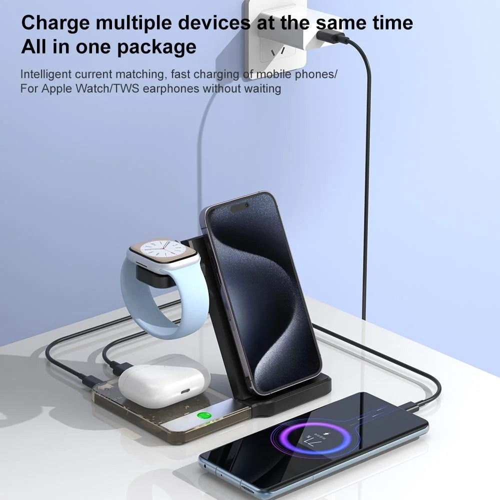 15W 5 In 1 Foldable Magnetic Wireless Charger With Night
