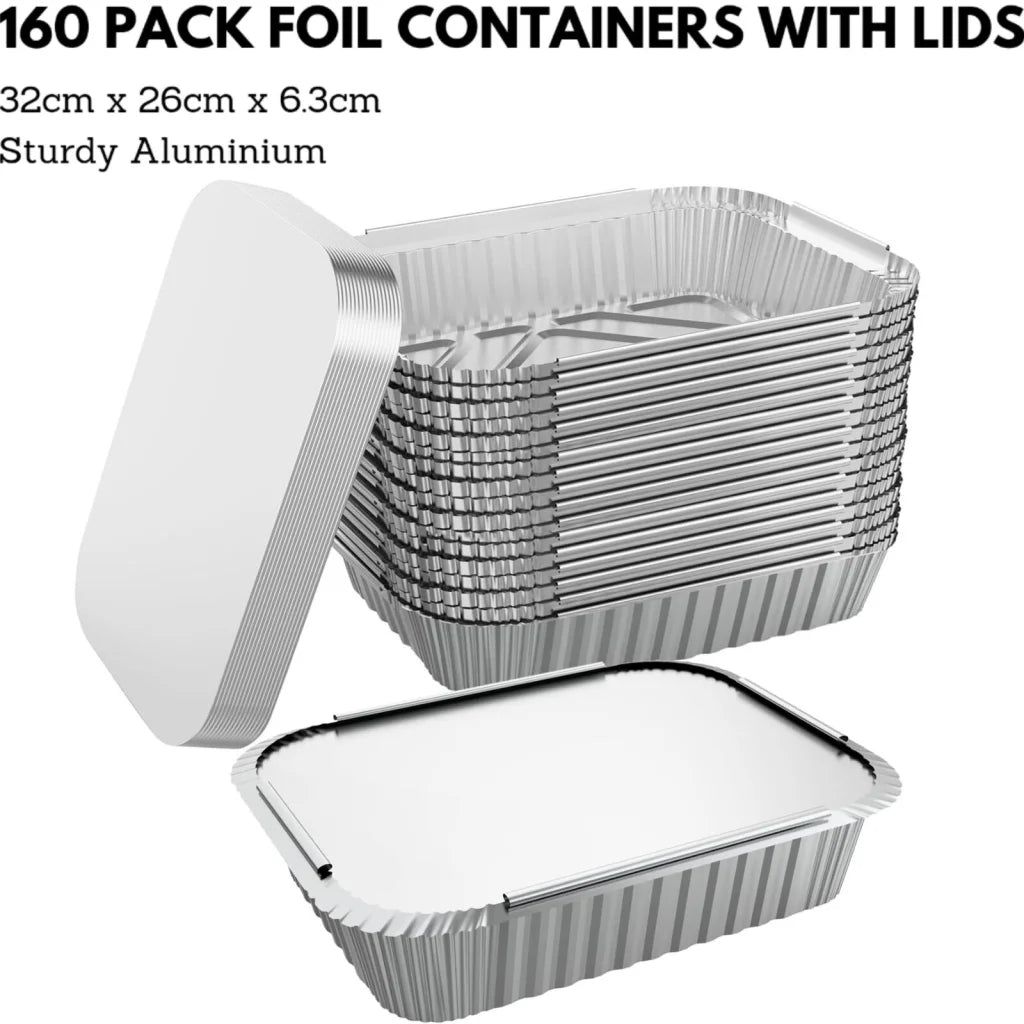 160x Aluminium Disposable Foil Food Container Trays Pans w/