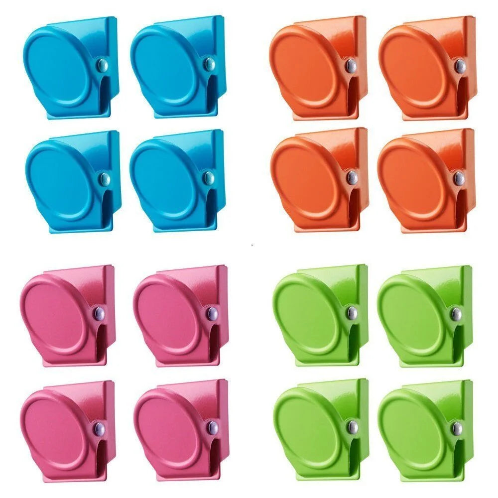 16Pc Magnetic Spring Clamps Magnet Refrigerator Clips Note