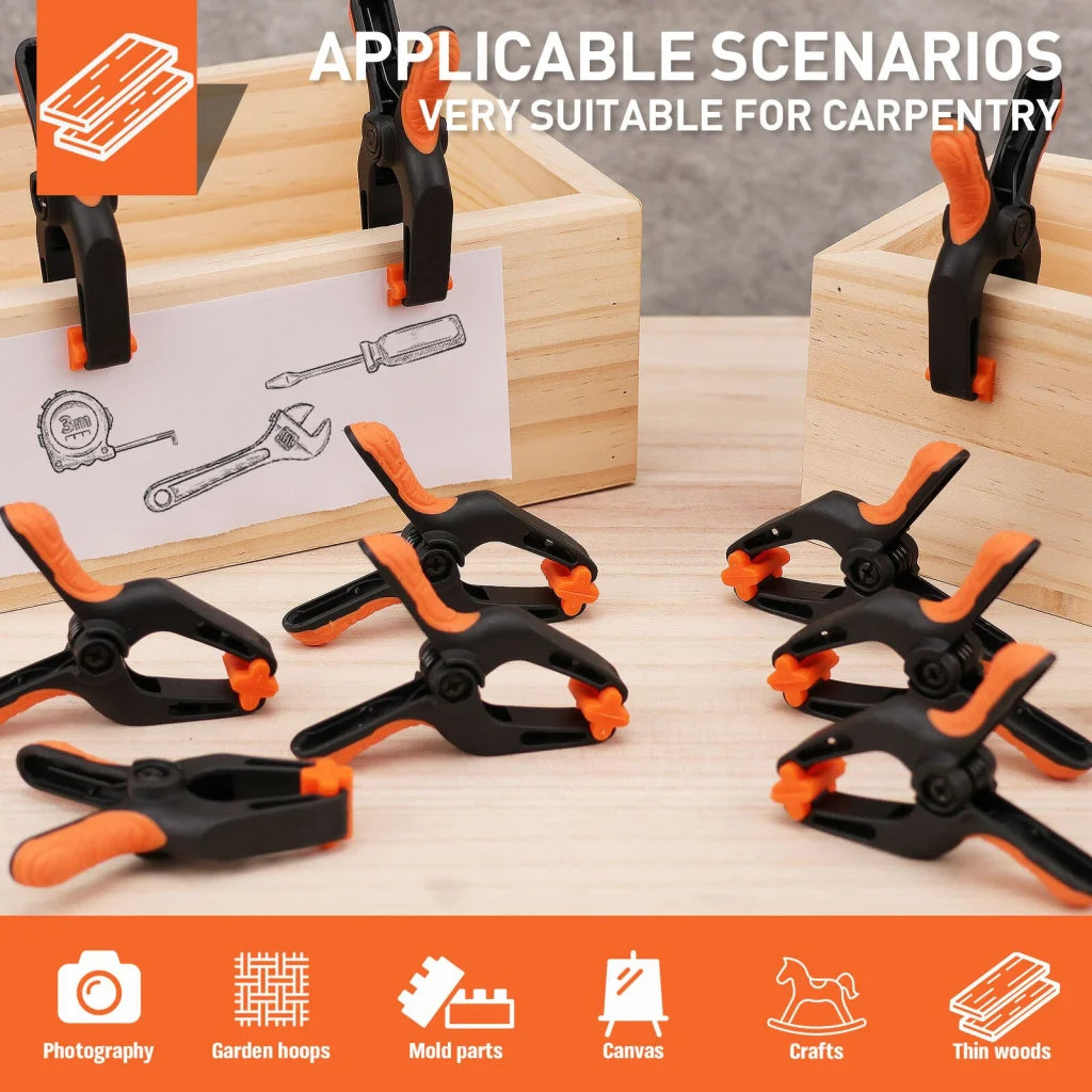 16Pcs 3’’ Spring Clamps Plastic Clamps Gluing Clamping
