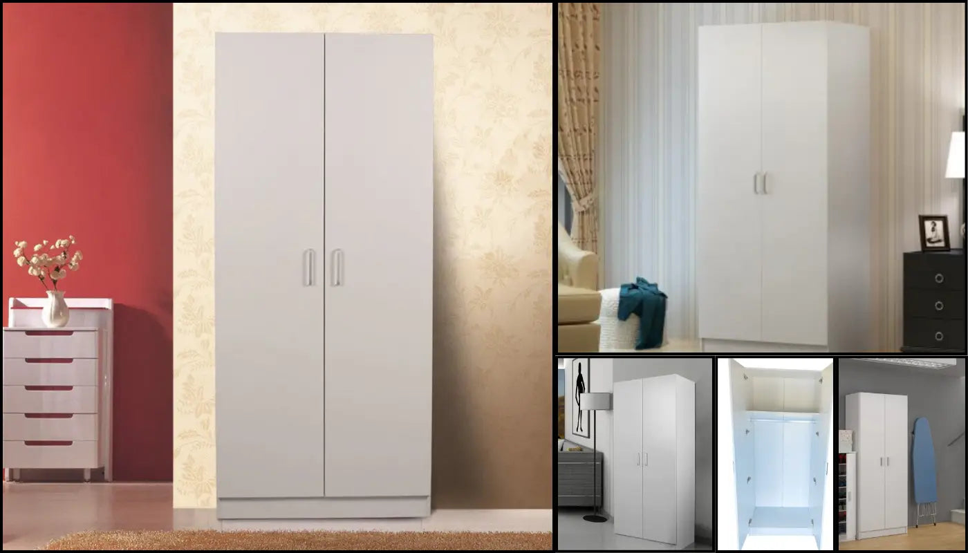 NNECN Two-Door Hanging Wardrobe for Organized Storage