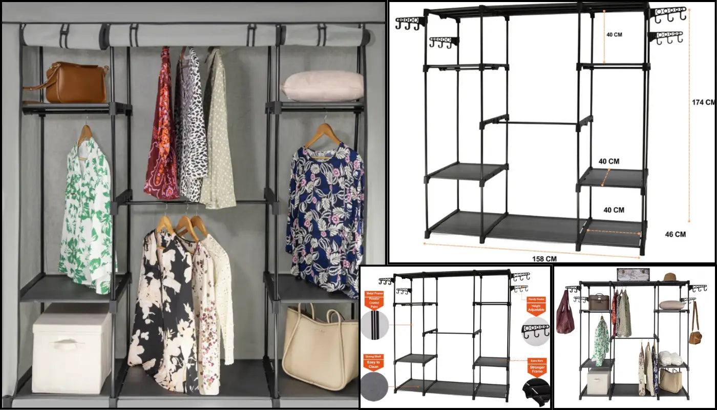 Sorti Freestanding Portable Closet Metal Wardrobe Garment