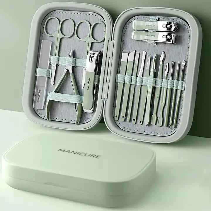 18-Piece Manicure and Pedicure Set - Stainless Steel Nail