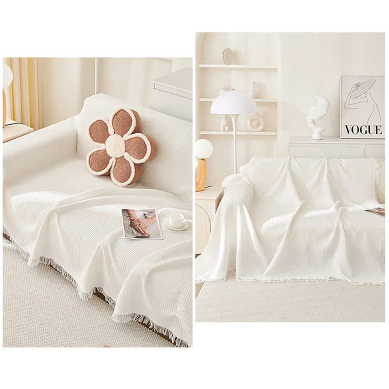 180*180CM Off White Premium Polyester Sofa Throw Blanket