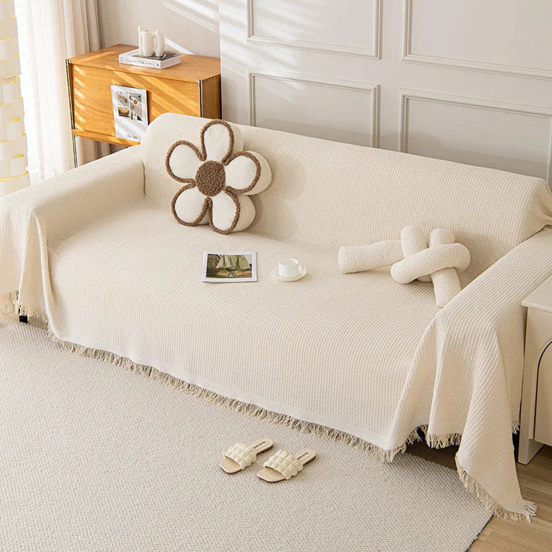 180*180CM Off White Premium Polyester Sofa Throw Blanket