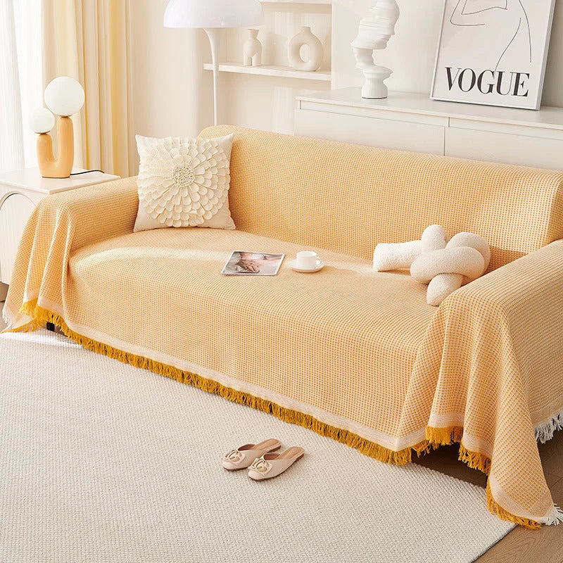 180*180CM Yellow Premium Polyester Sofa Throw Blanket