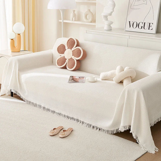 180*340CM White Premium Polyester Sofa Throw Blanket