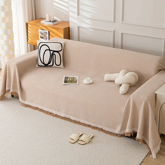 180*420CM Light Brown Premium Polyester Sofa Throw Blanket
