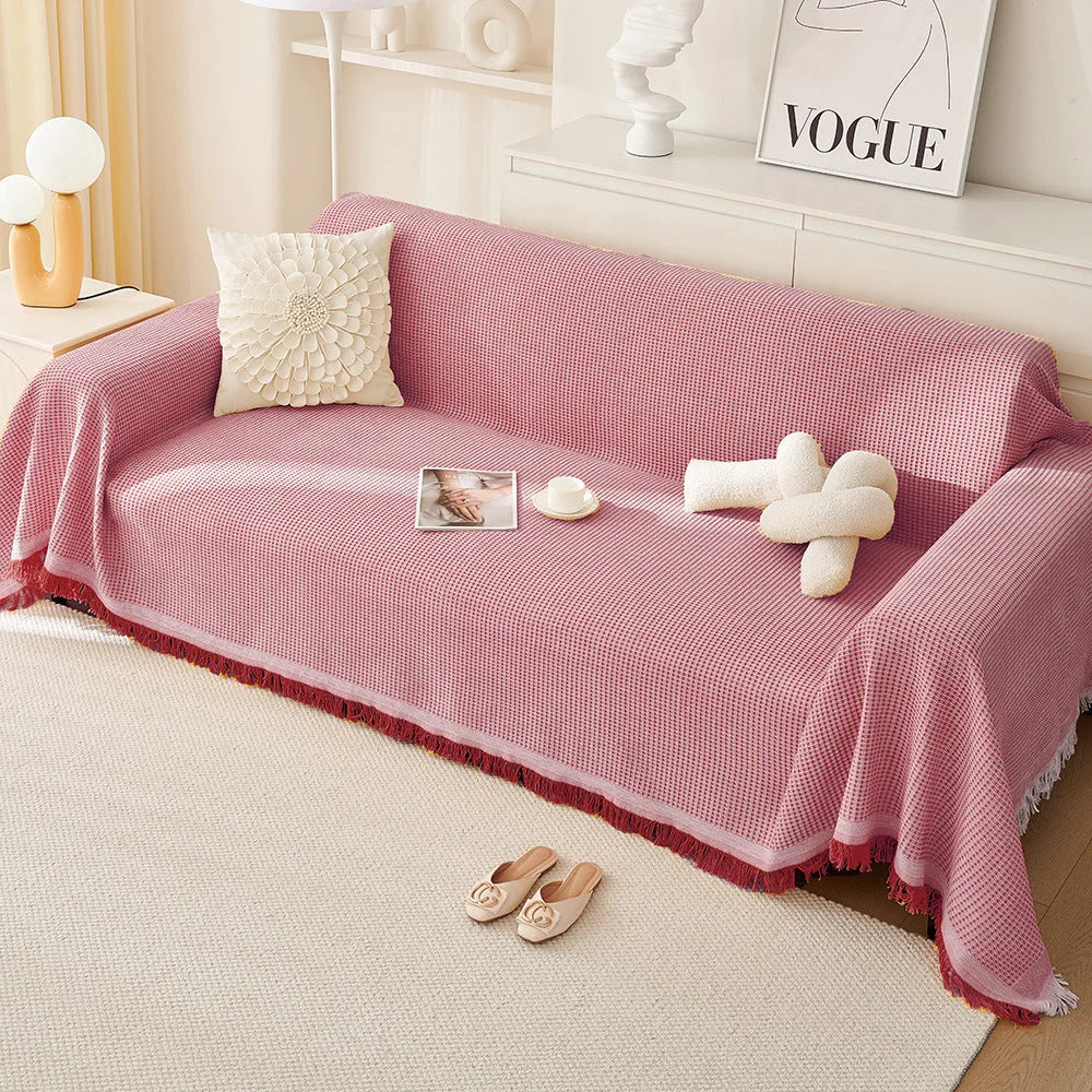 180*420CM Pink Premium Polyester Sofa Throw Blanket