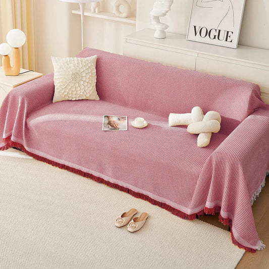 180*420CM Pink Premium Polyester Sofa Throw Blanket
