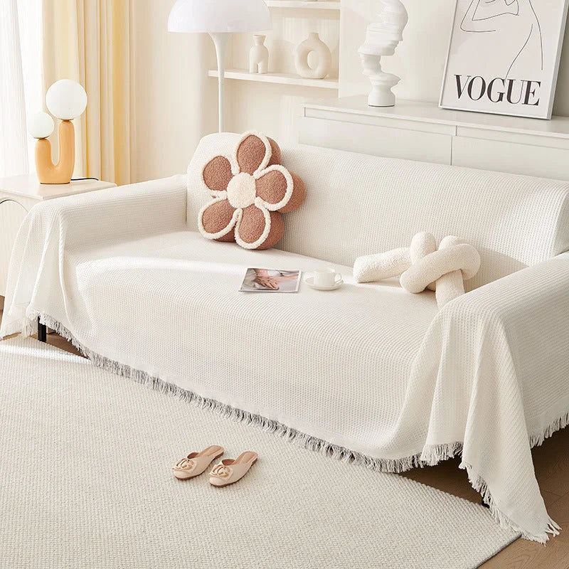 180*420CM White Premium Polyester Sofa Throw Blanket