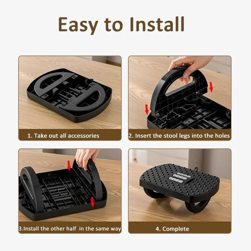 180 Degree Swing Footstool With Handle Black - Health &