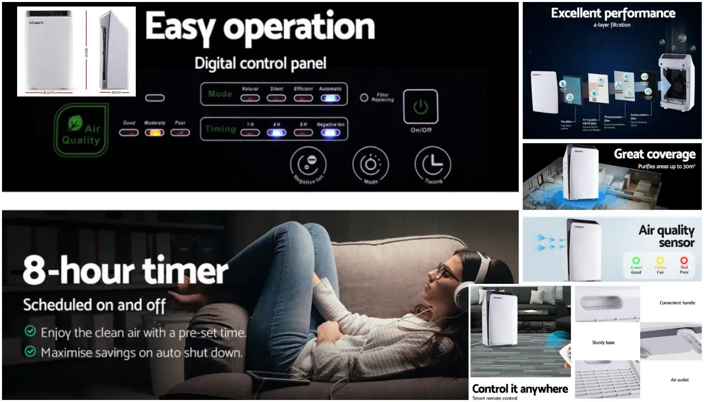 Air Purifier HEPA Filter Purifiers Home Freshener Carbon