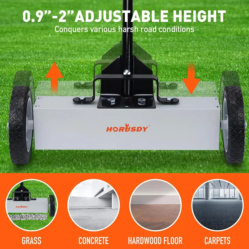 18Inch Magnetic Pick Up Sweeper With Wheels 45LBS Lawn