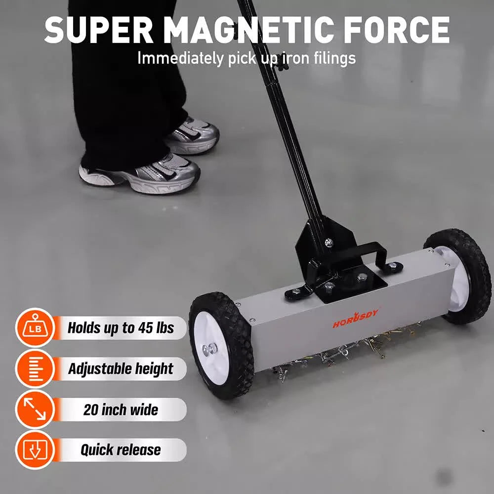 18Inch Magnetic Pick Up Sweeper With Wheels 45LBS Lawn