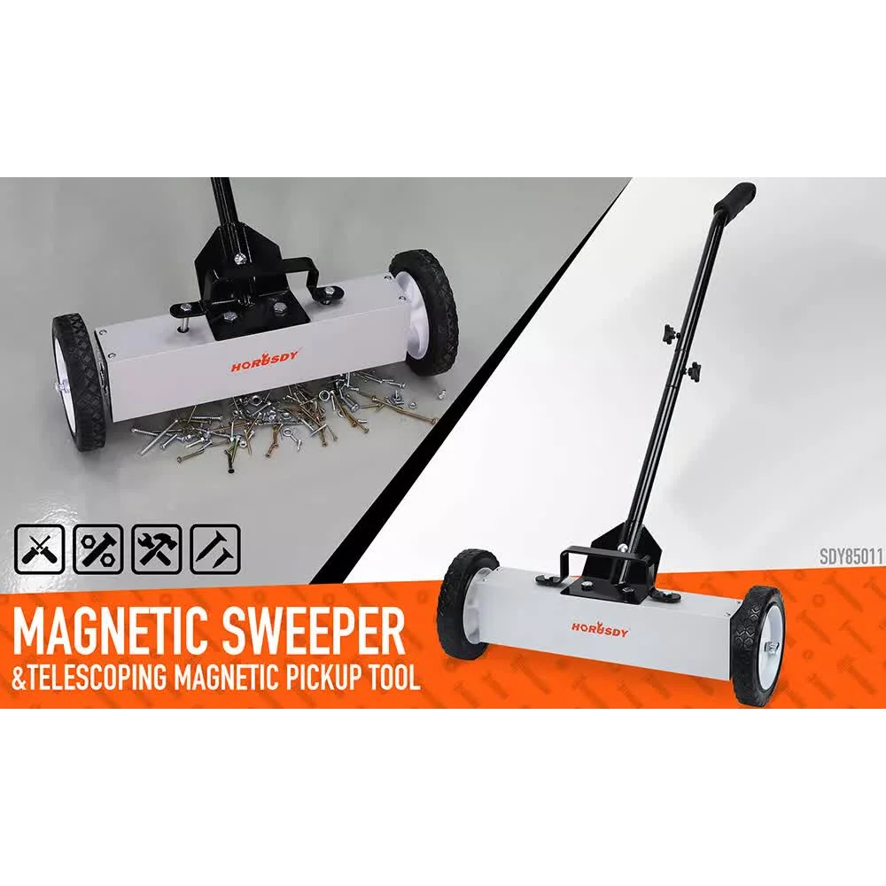 18Inch Magnetic Pick Up Sweeper With Wheels 45LBS Lawn