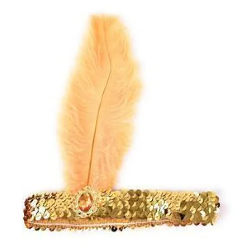1920s FLAPPER HEADBAND Headpiece Feather Sequin Charleston
