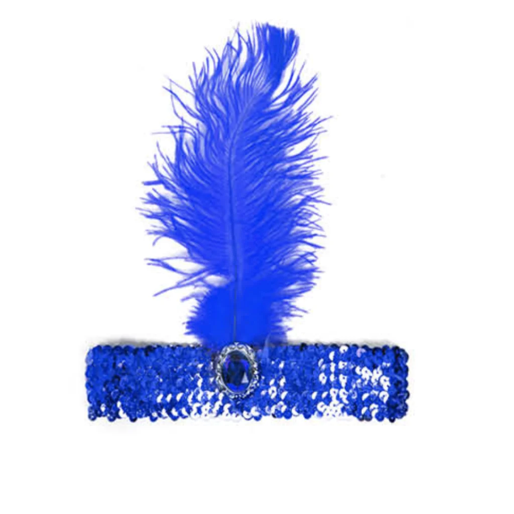 1920s FLAPPER HEADBAND Headpiece Feather Sequin Charleston