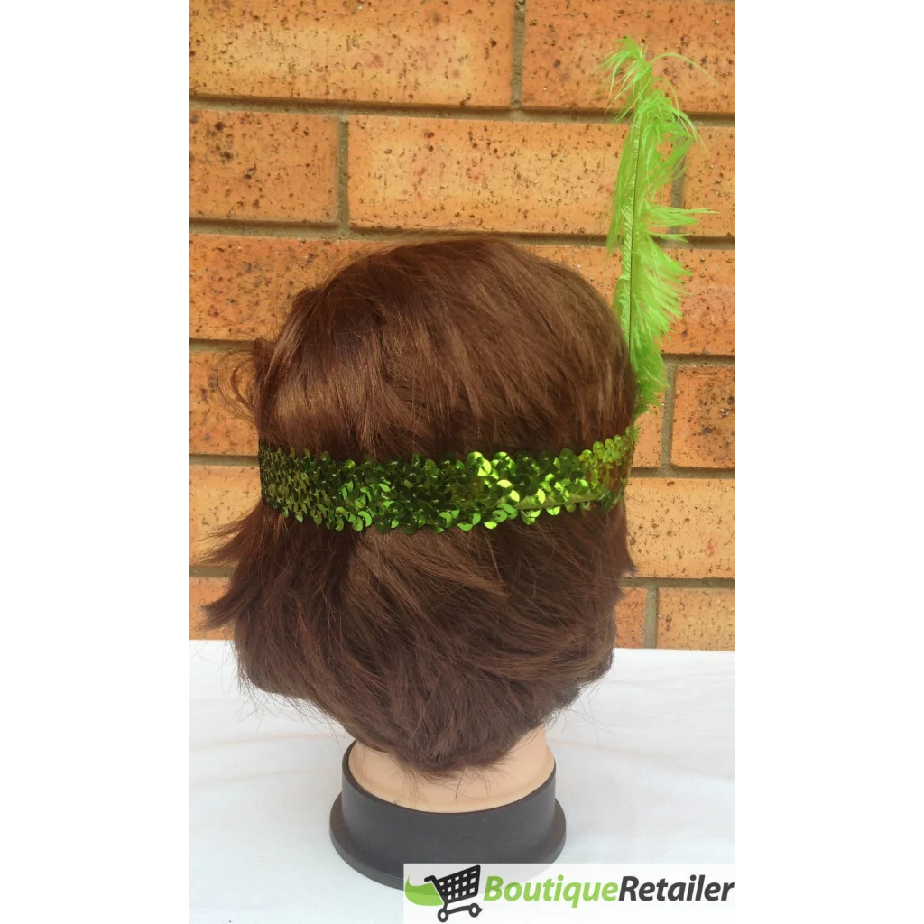1920s FLAPPER HEADBAND Headpiece Feather Sequin Charleston