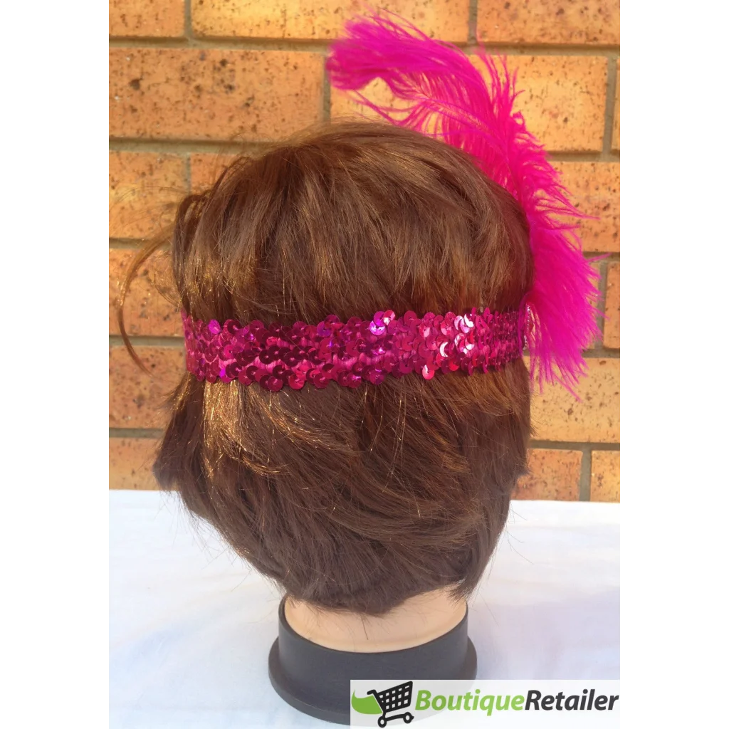 1920s FLAPPER HEADBAND Headpiece Feather Sequin Charleston
