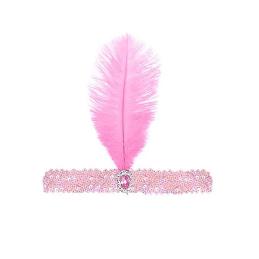 1920s FLAPPER HEADBAND Headpiece Feather Sequin Charleston