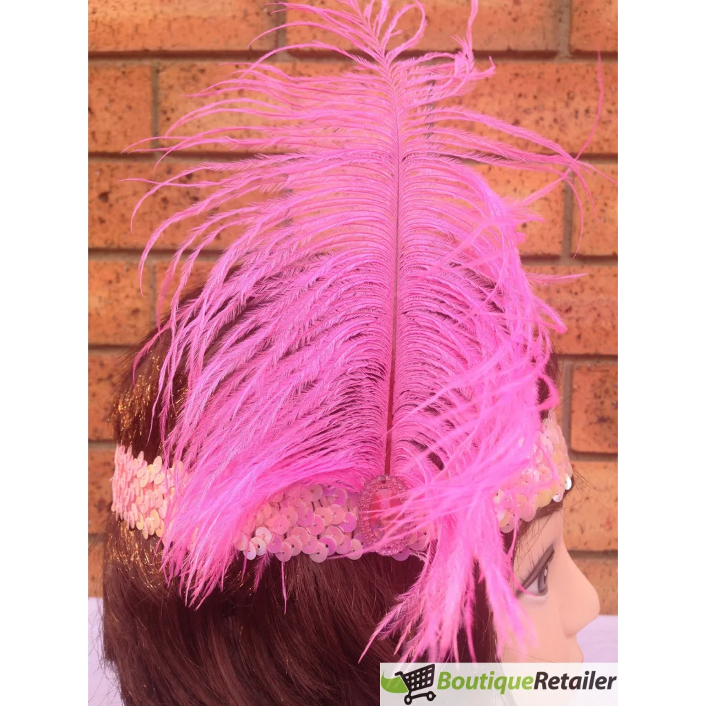 1920s FLAPPER HEADBAND Headpiece Feather Sequin Charleston