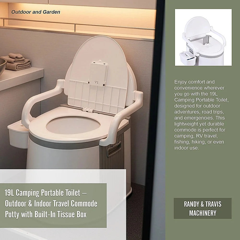 19L Camping Portable Toilet Travel Outdoor/Indoor Commode