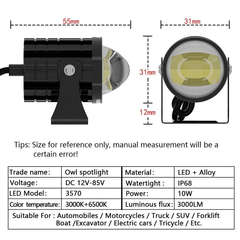 1Pair 12V - 85V Motorcycle Headlights Dual - Colour
