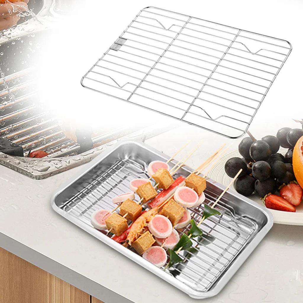 1pc Stainless Steel Baking Pan Toaster Oven Pans Grid