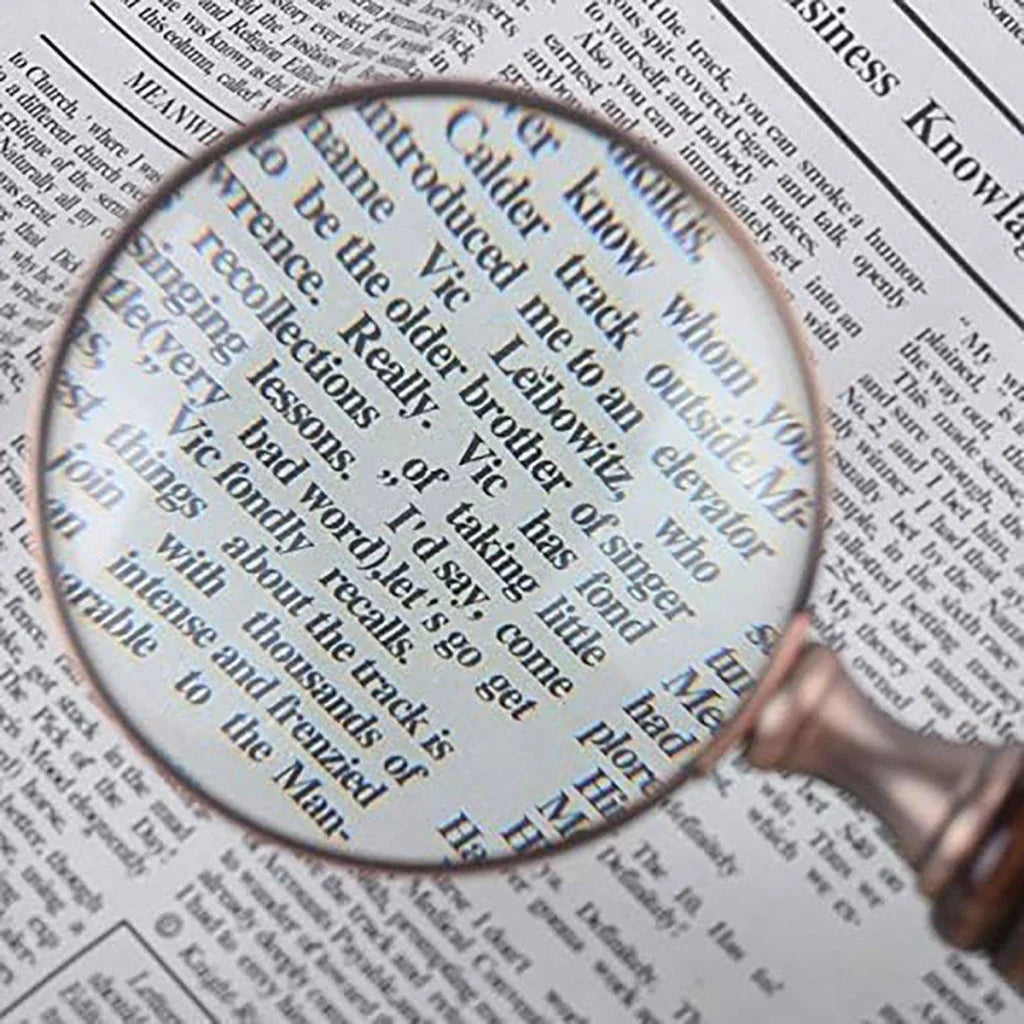 1PCS Vintage Ebony Handle Handheld Metal Magnifier