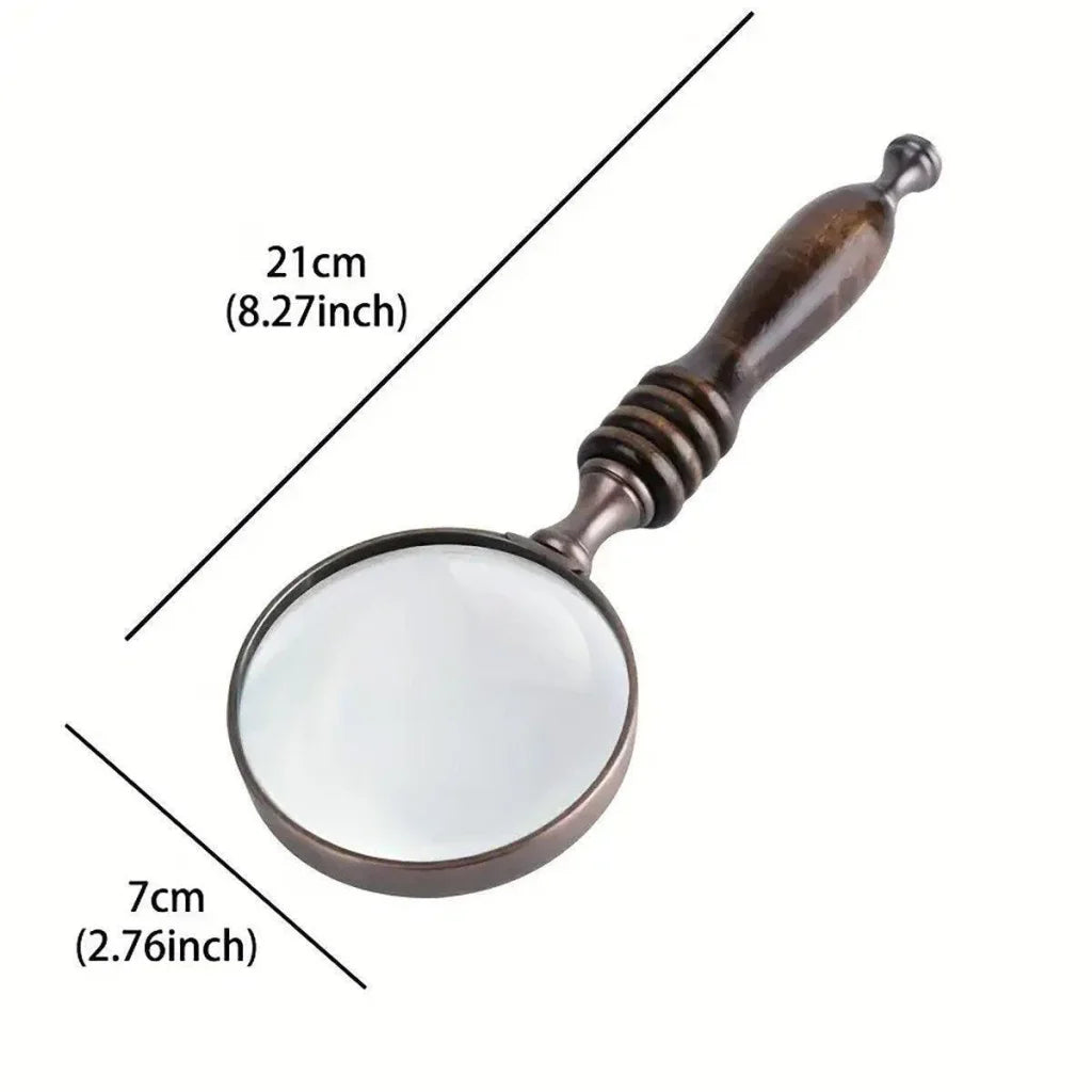 1PCS Vintage Ebony Handle Handheld Metal Magnifier