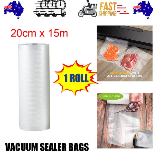 1ROLL 20CM Vacuum Sealer Bags Rolls Vaccum Food Saver Storage Seal 15M