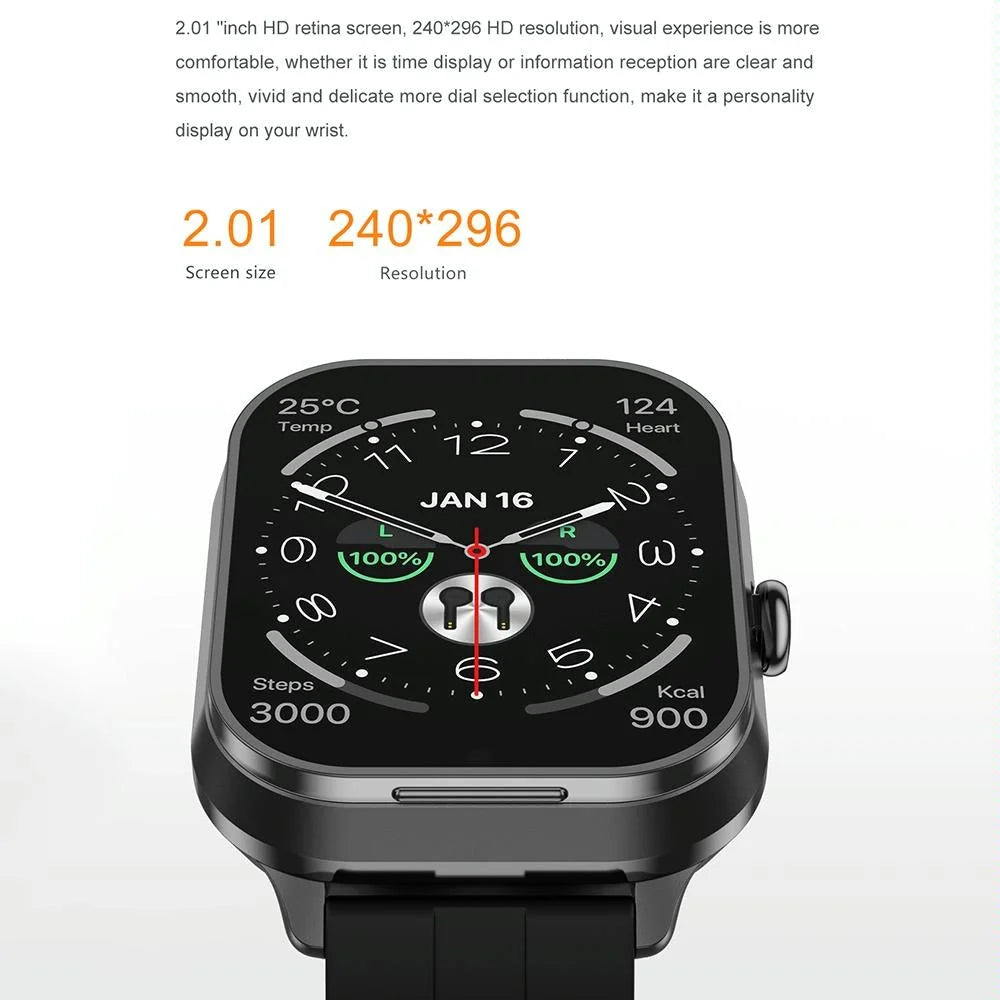 2.01 Inch 2 In 1 Bluetooth Earphone Smart Watch With Nfc &