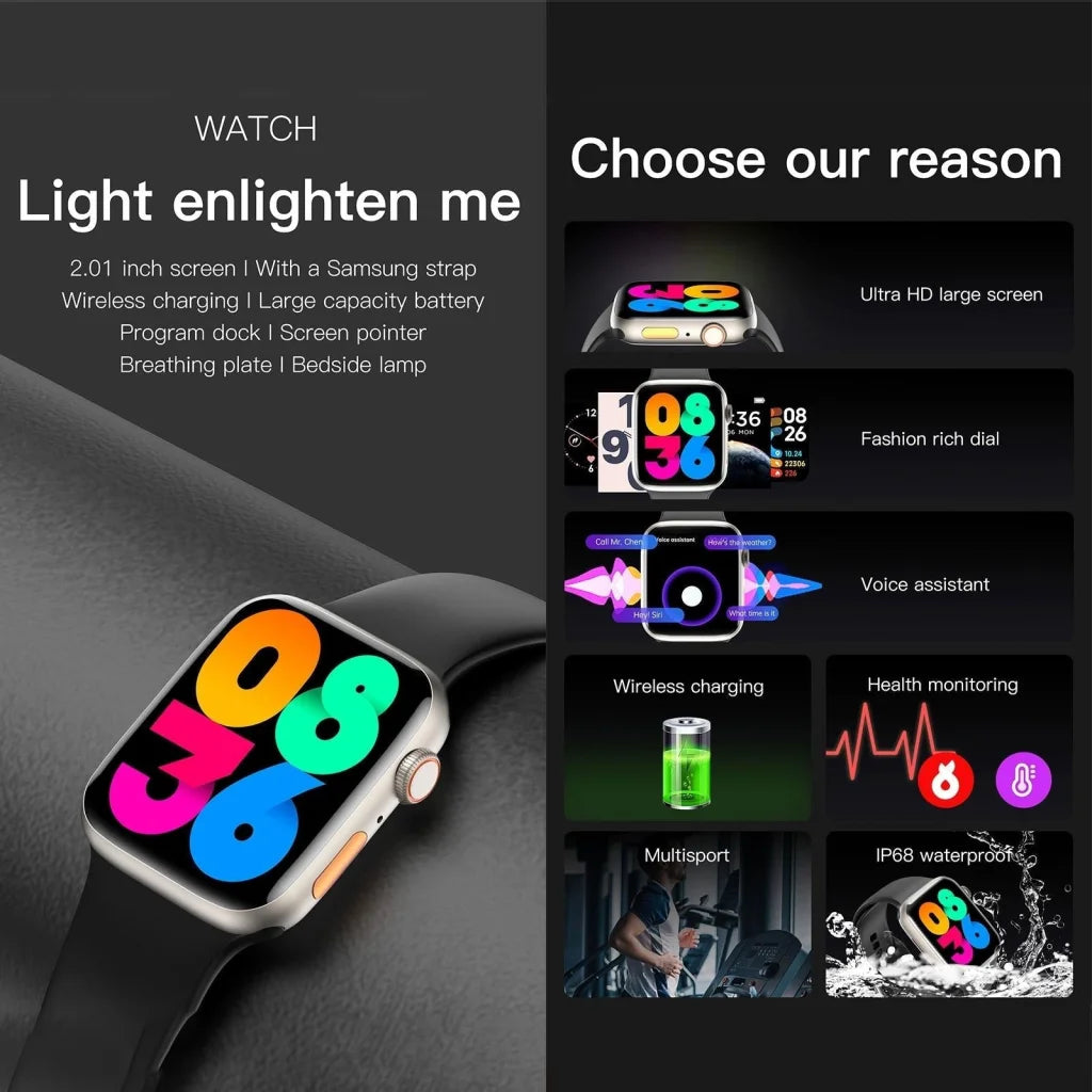 2.01 Inch Waterproof Smart Watch Bt Call / Heart Rate