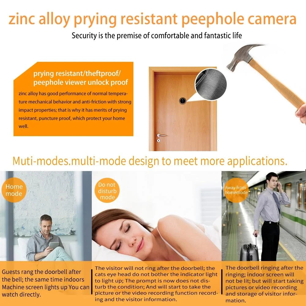 2.4 Screen 2.0Mp Security Camera With Tf Card Slot - Silver
