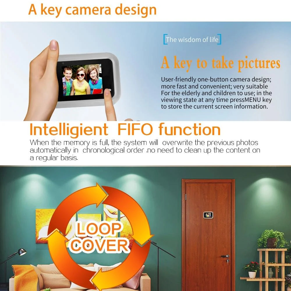 2.4 Screen 2.0Mp Security Camera With Tf Card Support