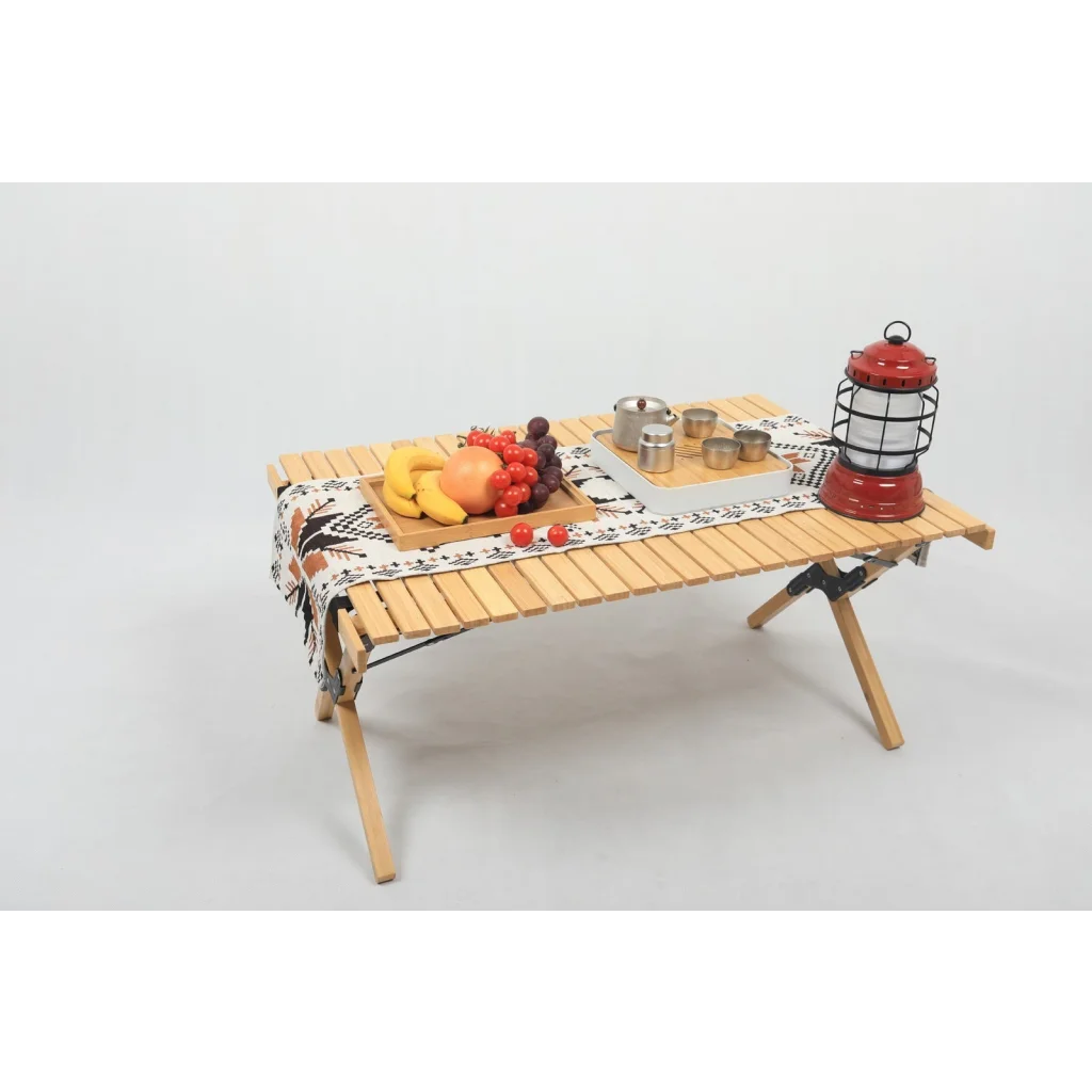 2 Chairs & 1 Table Set Bamboo Camping Folding Portable