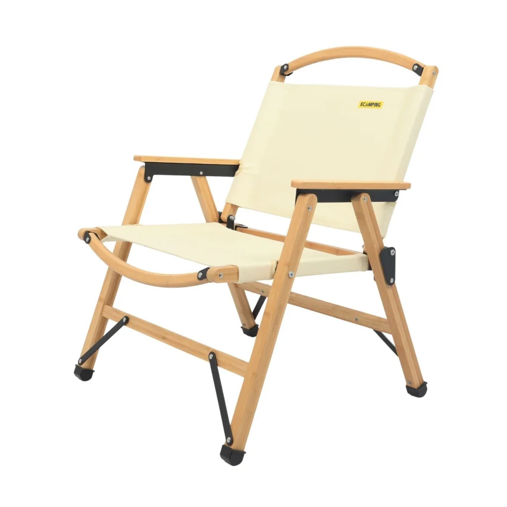 2 Chairs & 1 Table Set Bamboo Camping Folding Portable