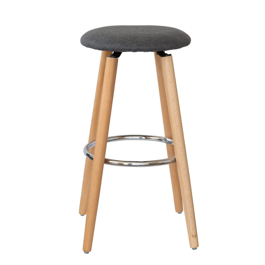 2 Cotton/Steel Modern Padded Barstools (Grey/Wood)