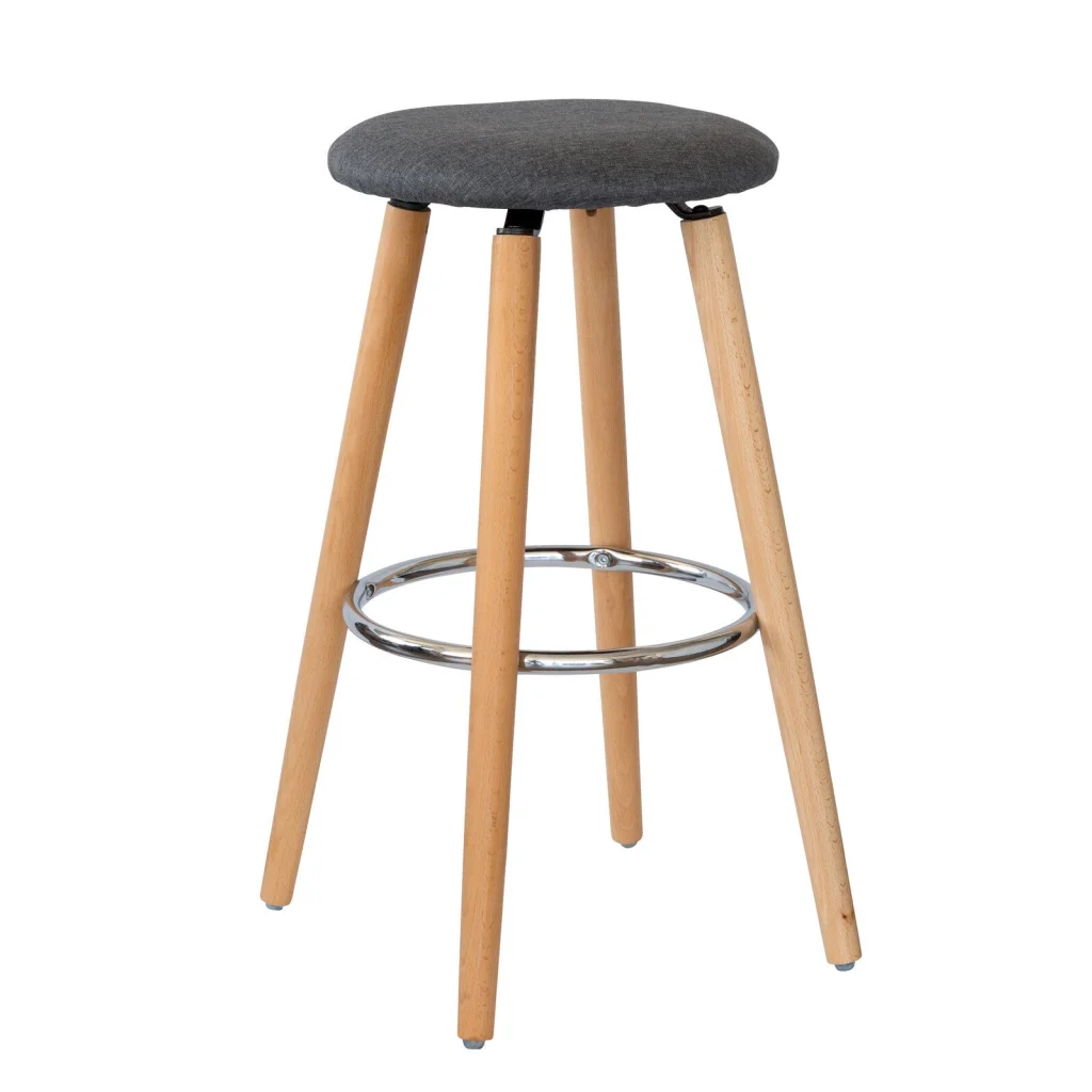 2 Cotton/Steel Modern Padded Barstools (Grey/Wood)