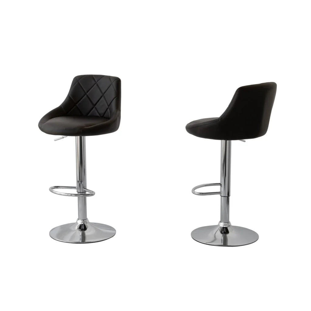 2 Diamond Style Padded Leather Barstools (Black) w/