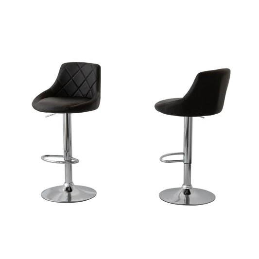 2 Diamond Style Padded Leather Barstools (Black) w/