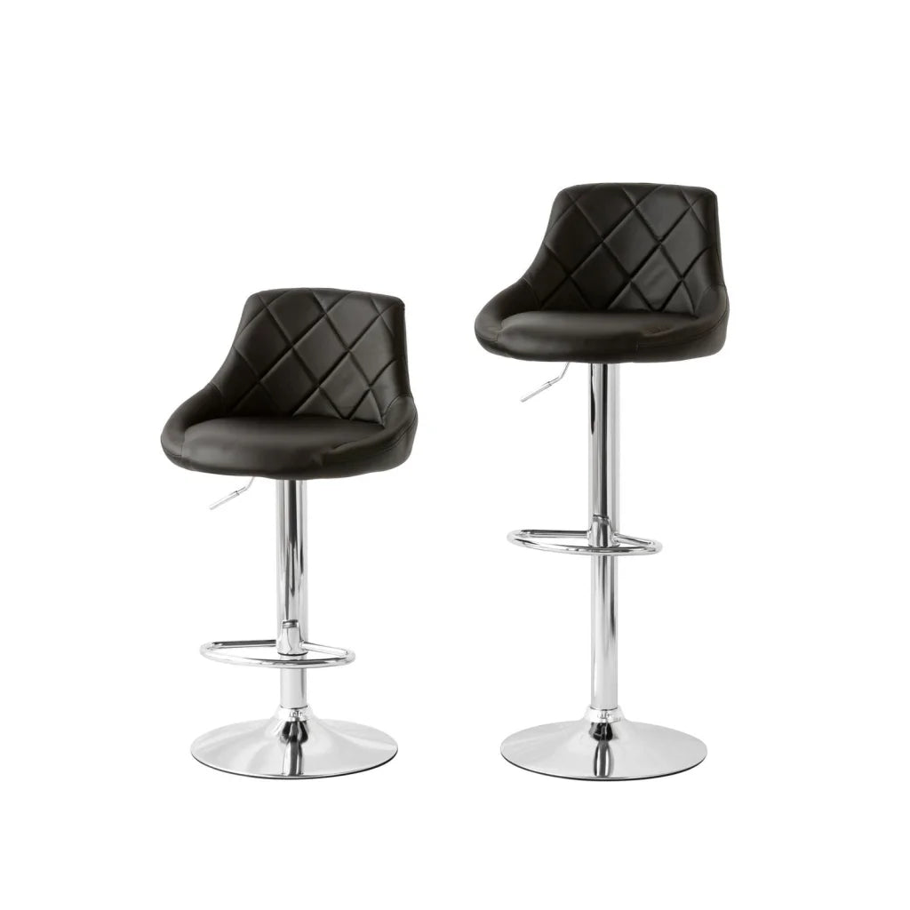 2 Diamond Style Padded Leather Barstools (Black) w/
