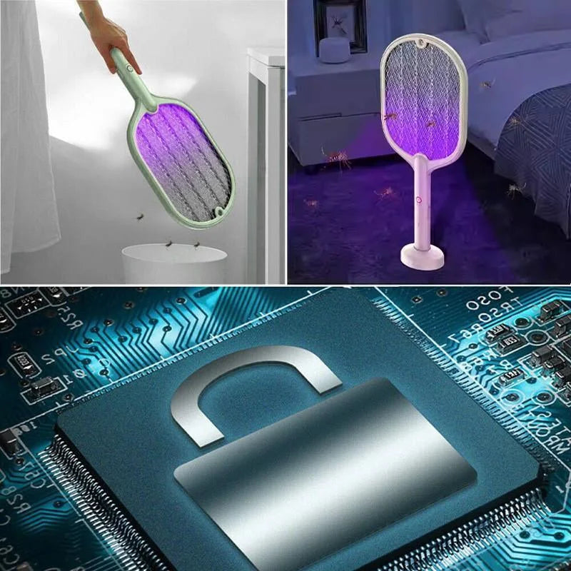 2 In 1 Electric USB Rechargable Racket Fly Swatter Mosquito